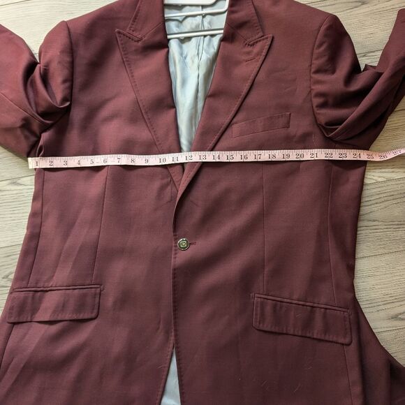 Sergio Valentino Burgundy Maroon Blazer Suit Jacket Size 48L - Picture 9 of 11